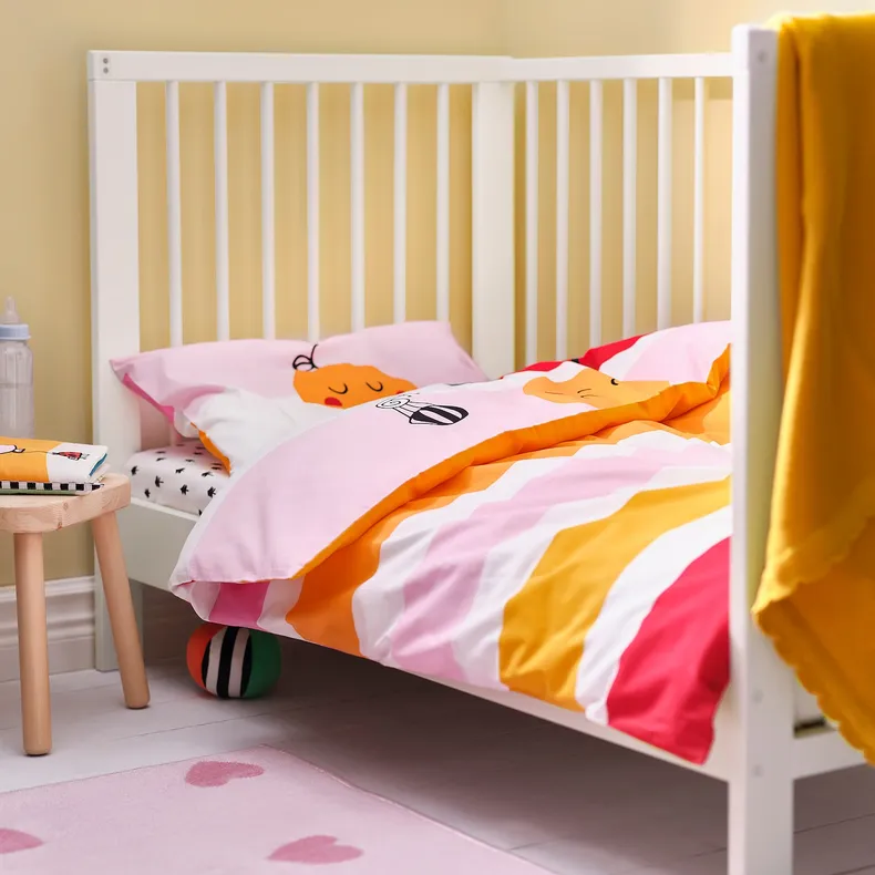 IKEA GRÖNFINK ГРЕНФІНК, підковдра і 1 наволочка д/дитяч ліж, різнобарвний/смугастий, 110x125/35x55 см 605.723.79 фото №4