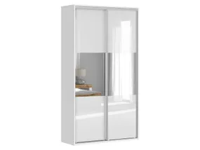 BRW Раздвижной шкаф Flex 120 см с зеркалом белый глянец, зеркало/белый глянец SZAFA_ZESTAW_1-BI/BIP/SZ фото