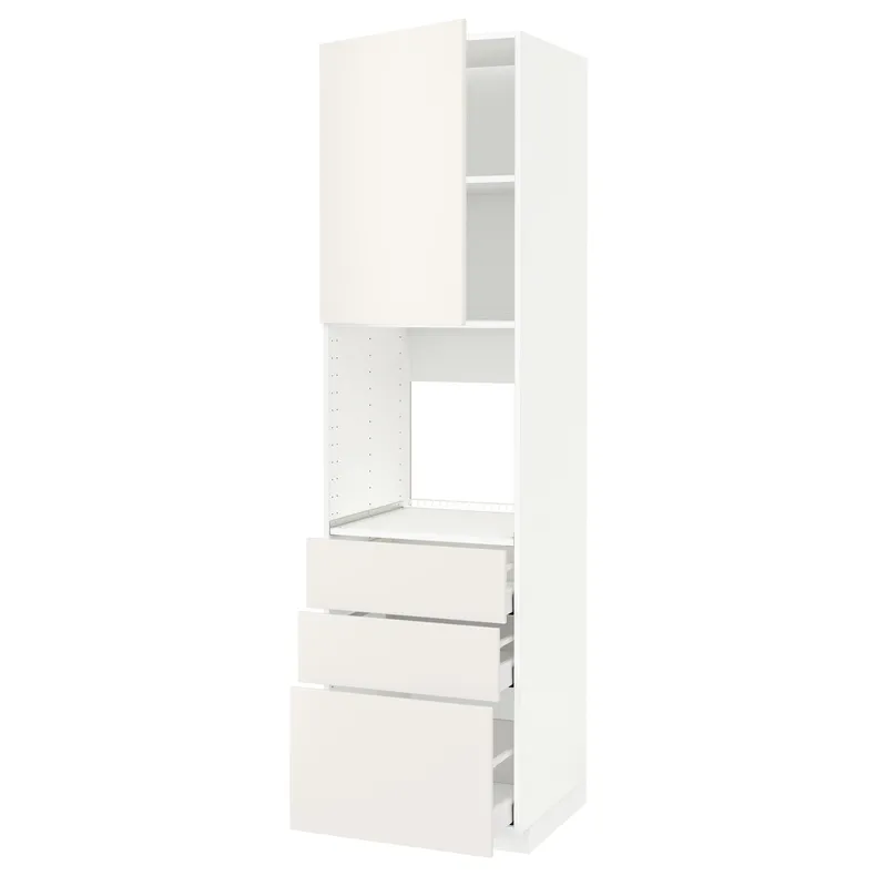 IKEA METOD МЕТОД / MAXIMERA МАКСИМЕРА, высокий шкаф д / духовки / дверь / 3ящика, белый / белый, 60x60x220 см 294.571.26 фото №1