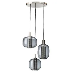 IKEA HÖGVIND ХЕГВІНД, підвісний світильник з 3 лампами, нікельоване / сіре скло, 41 см 504.929.29 фото