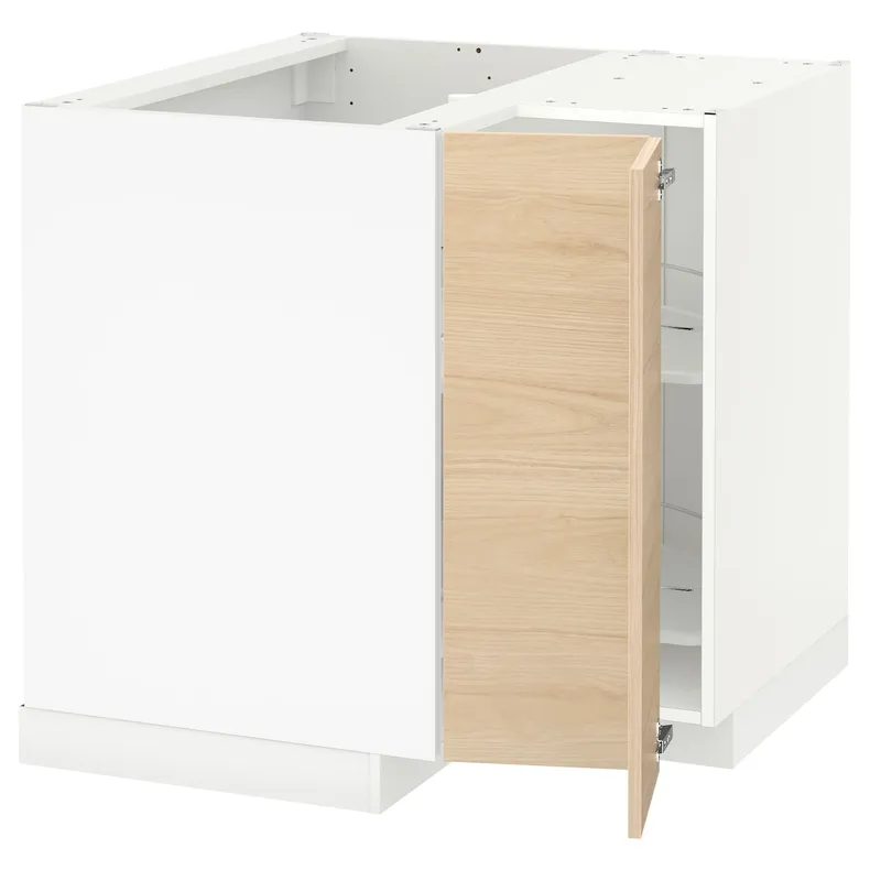 IKEA METOD МЕТОД, угловой напольн шкаф с вращающ секц, белый / аскерсундский узор светлый ясень, 88x88 см 793.558.99 фото №1
