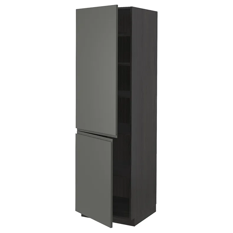 IKEA METOD МЕТОД, высокий шкаф с полками / 2 дверцы, черный / Воксторп темно-серый, 60x60x200 см 894.623.61 фото №1