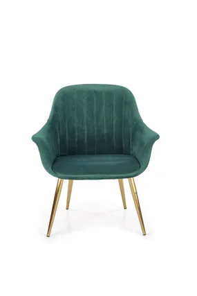 Крісло для відпочинку HALMAR ELEGANCE 2, оббивка - темно-зелена, ніжки - золоті фото