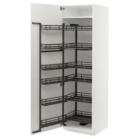 IKEA METOD МЕТОД, высокий шкаф с выдвижным модулем, белый / Вальстена белый, 60x60x200 см 695.073.94 фото