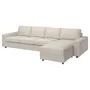 IKEA VIMLE ВИМЛЕ, 4-местный диван с козеткой, с широкими подлокотниками / бежевый с пунцовым оттенком 994.017.63 фото