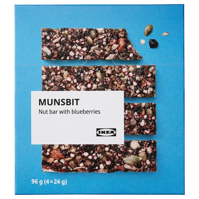 IKEA MUNSBIT, ореховый батончик, с черникой, 96 г 804.665.42 фото №1