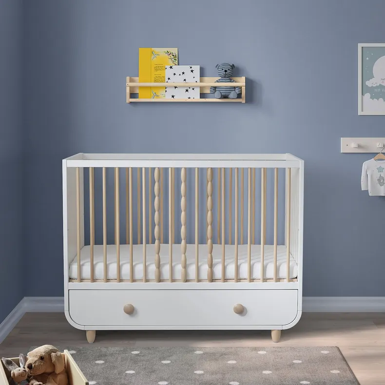 IKEA MYLLRA МЮЛЛЬРА, дитяче ліжко з шухлядами, білий, 60x120 см 904.835.84 фото №3