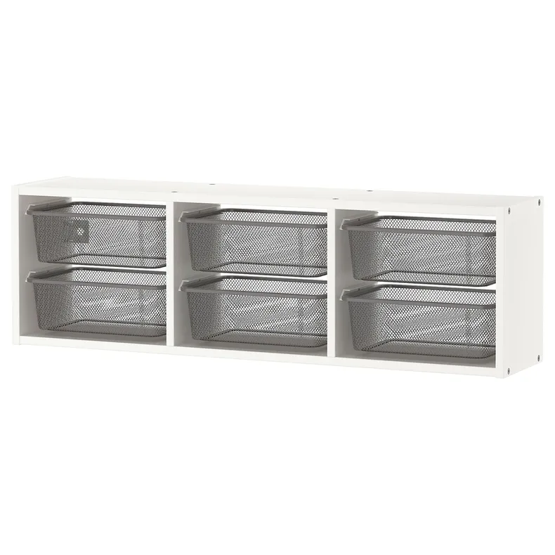 IKEA TROFAST ТРУФАСТ, настенный модуль для хранения, белый/темно-серый, 99x21x30 см 995.333.58 фото №1