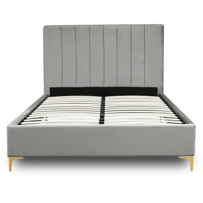 Ліжко двоспальне оксамитове MEBEL ELITE MARCELO Velvet, 140x200 см, сірий фото №6