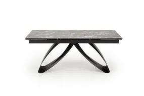 Розкладний стіл HALMAR HILARIO 180-260х90 см, стільниця - чорний мармур, ніжки - чорні фото