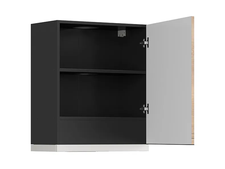 BRW Кухонный верхний шкаф Sole L6 60 см с вытяжкой правый дуб галифакс натур, Черный/дуб галифакс натур FM_GOO_60/68_P_FL_BRW-CA/DHN/BI фото №3