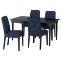 IKEA INGATORP ИНГАТОРП / BERGMUND БЕРГМУНД, стол и 4 стула, черный/черный Kvillsfors темно-синий/синий, 155/215 см 195.747.53 фото thumb №1