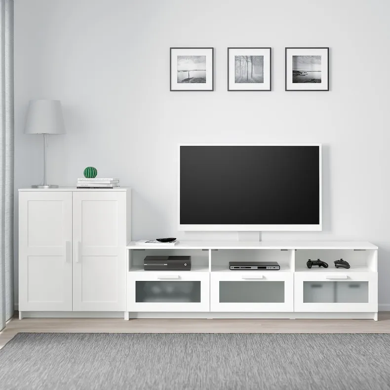 IKEA BRIMNES БРІМНЕС, комбінація шаф для телевізора, білий, 258x41x95 см 592.782.13 фото №2