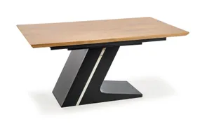 Кухонний стіл розкладний HALMAR FERGUSON 160-220x90 см, стільниця - натуральний дуб, ніжки - чорні фото
