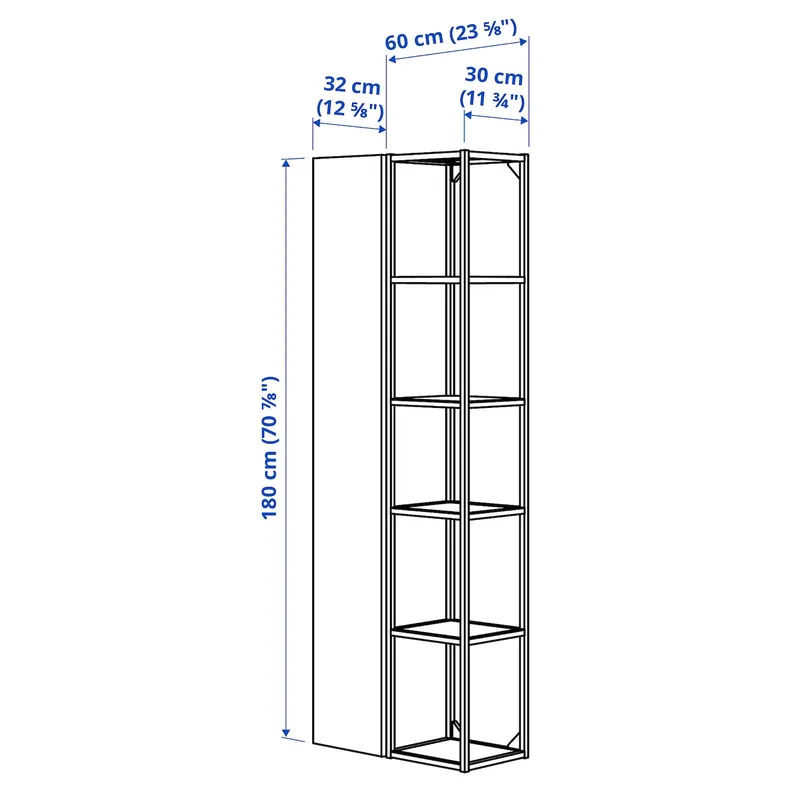 IKEA ENHET ЕНХЕТ, шафа, антрацитовий / сірий каркас, 60x32x180 см 695.479.98 фото №4