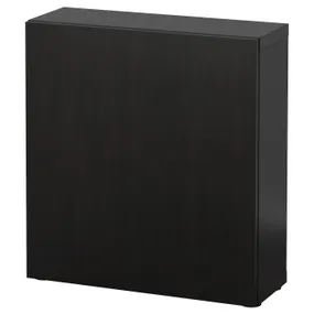 IKEA BESTÅ БЕСТО, стеллаж с дверью, черный / коричневый / Лапвикен черный / коричневый, 60x22x64 см 990.468.29 фото