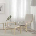 IKEA POÄNG ПОЭНГ, кресло с табуретом для ног, окл береза / Книса светло-бежевый 694.842.36 фото thumb №2