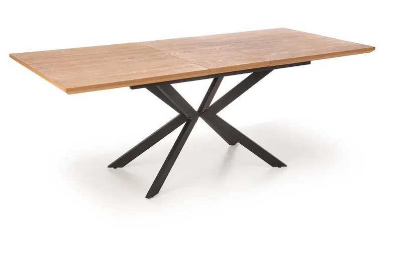 Обеденный стол раскладной HALMAR LEGARTO 160-200x90 см, столешница - натуральный дуб, ножка - черная фото №6