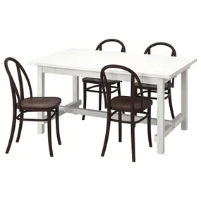 IKEA NORDVIKEN НОРДВІКЕН / SKOGSBO СКОГСБУ, стіл+4 стільці, білий / темно-коричневий, 152 / 223 см 995.282.10 фото