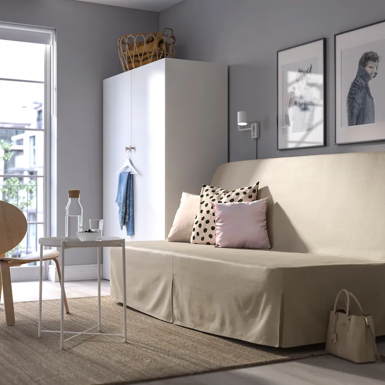 IKEA NYHAMN НІХАМН, 3-місний диван-ліжко, з пінополіуретановим матрацом / НАГГЕН бежевий 694.999.97 фото №2