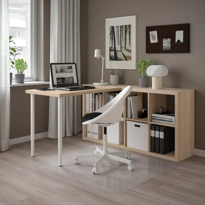IKEA KALLAX КАЛЛАКС / LINNMON ЛИННМОН, стол, комбинация, белый / дуб, окрашенный в белый цвет, 77x139x147 см 894.816.99 фото №3