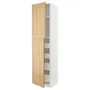 IKEA METOD МЕТОД / MAXIMERA МАКСІМЕРА, висока шафа, 2 дверцят / 4 шухляди, білий / ФОРСБАККА дуб, 60x60x240 см 395.094.79 фото