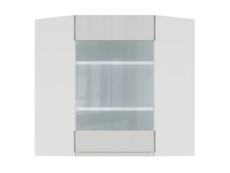 BRW Кутова кухонна шафа 60 см одинарна з вітриною права світло-сірий глянець, альпійський білий/світло-сірий глянець FH_GNWU_60/72_PV-BAL/XRAL7047 фото №1