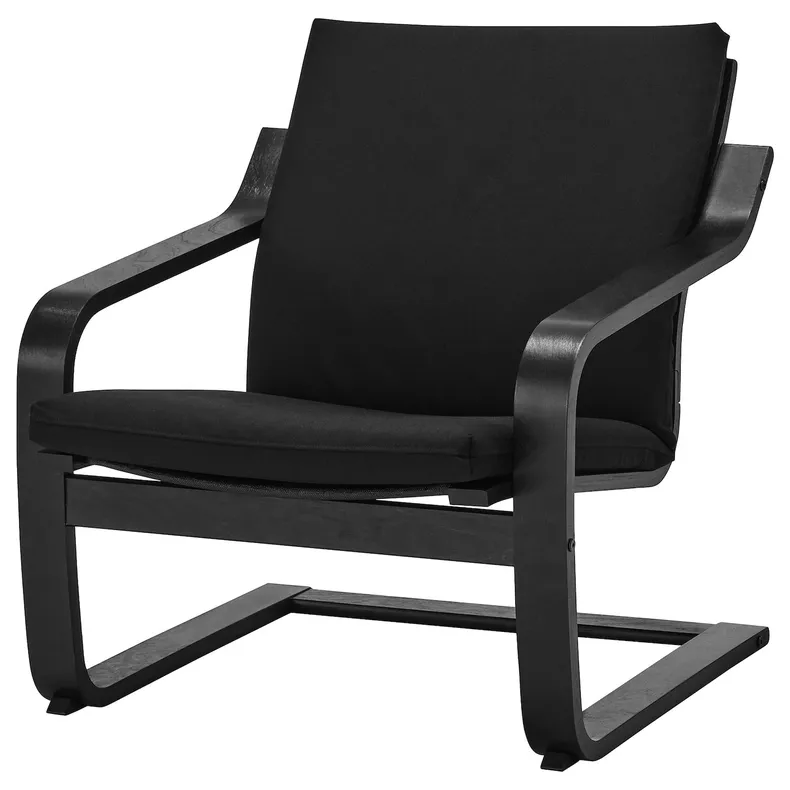 IKEA POÄNG ПОЕНГ, крісло із низькою спинкою, чорний/Vissle black 095.515.68 фото №1