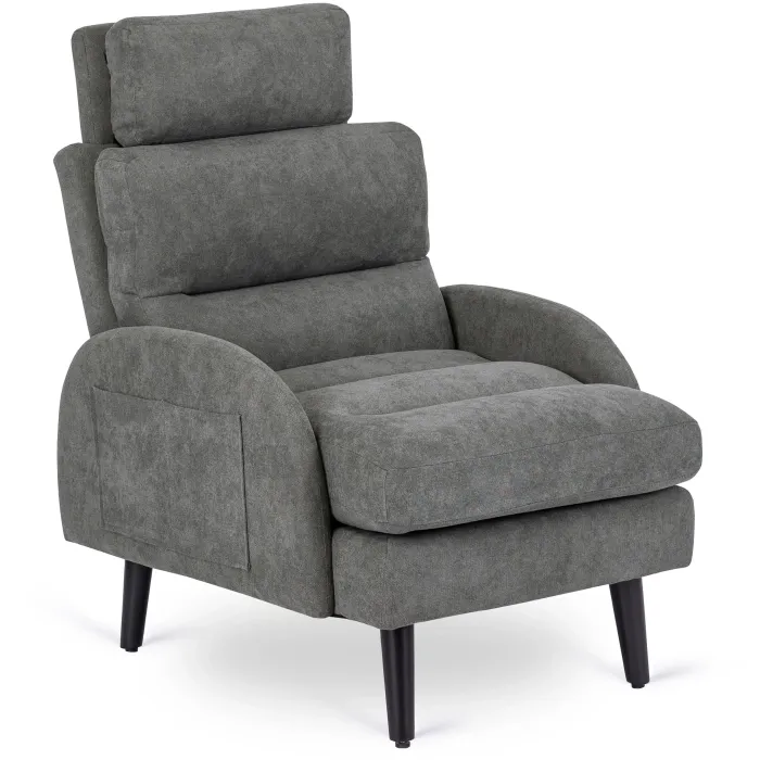 Кресло мягкое с подставкой для ног MEBEL ELITE HENRY, ткань: серый фото №8