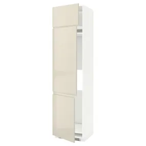 IKEA METOD МЕТОД, шафа висока для холод / мороз із 3 дв, білий / Voxtorp високий глянець світло-бежевий, 60x60x240 см 794.601.88 фото