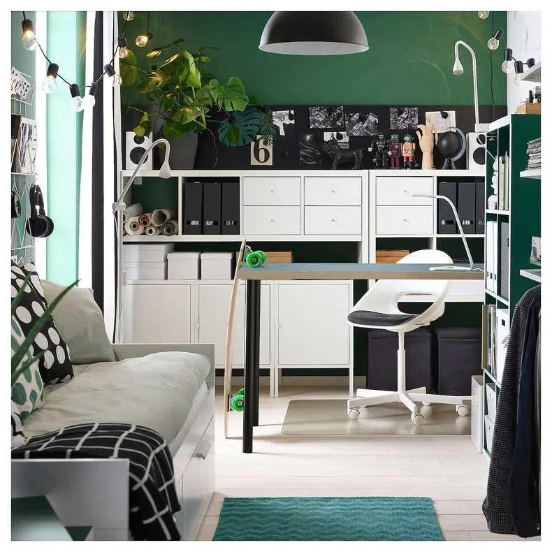 IKEA LAGKAPTEN ЛАГКАПТЕН / ADILS АДИЛЬС, письменный стол, серо-бирюзовый / черный, 140x60 см 595.234.55 фото №2