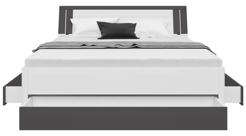 BRW Кровать Saturn 180x200 с 3 ящиками белая/графит, белый/графит LOZ3S/180-BI/GF фото №5