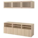 IKEA BESTÅ БЕСТО, комбінація шаф для тв / скляні дверц, дуб тонований білий / Lappviken дуб тонований білий скло безбарвне, 180x42x192 см 494.071.97 фото thumb №1