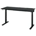 IKEA MITTZON МІТТЗОН, письмовий стіл, шпон ясена, тонований чорним/чорним, 140x60 см 295.280.44 фото thumb №1