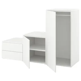 IKEA PLATSA ПЛАТСА, гардероб із 2 дверцятами+2 шухлядам, білий/ФОННЕС білий, 180x57x123 см 794.369.14 фото