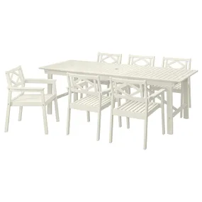 IKEA BONDHOLMEN БОНДХОЛЬМЕН, стол+6 кресел,д / сада, белый / бежевый 495.511.80 фото
