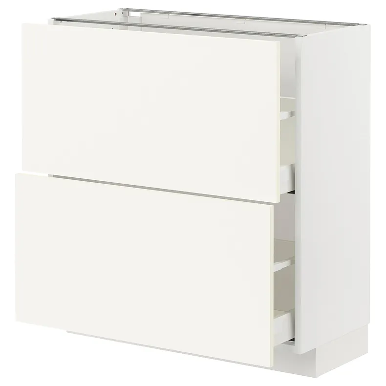 IKEA METOD МЕТОД / MAXIMERA МАКСИМЕРА, напольный шкаф с 2 ящиками, белый / Вальстена белый, 80x37 см 595.072.24 фото №1