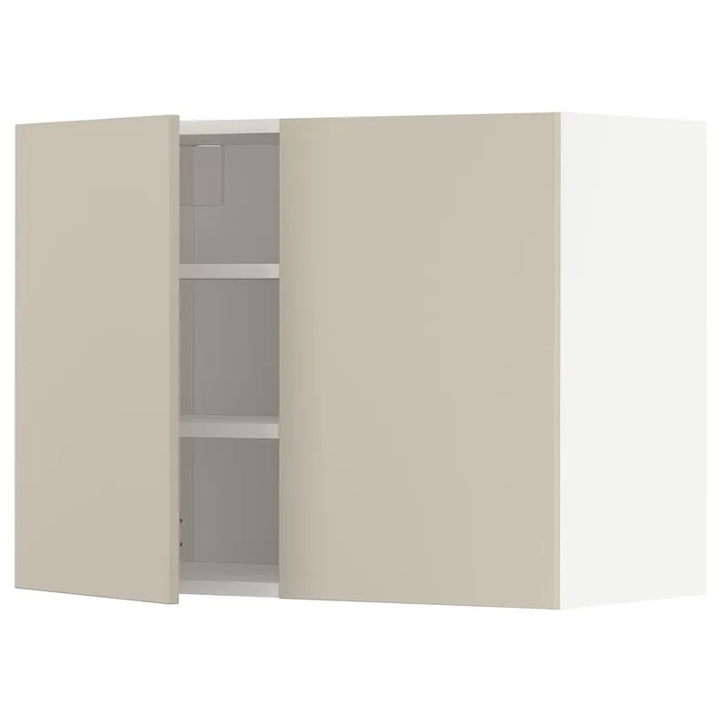 IKEA METOD МЕТОД, навісна шафа з полицями / 2 дверцят, білий / хавсторпський бежевий, 80x60 см 194.568.15 фото №1