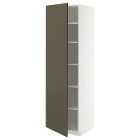 IKEA METOD МЕТОД, высокий шкаф с полками, белый/гавсторпский коричневый/бежевый, 60x60x200 см 595.588.26 фото