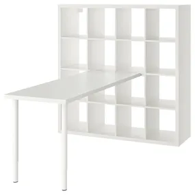 IKEA KALLAX КАЛЛАКС / LAGKAPTEN ЛАГКАПТЕН, письмовий стіл, комбінація, білий, 147x179x147 см 094.816.79 фото