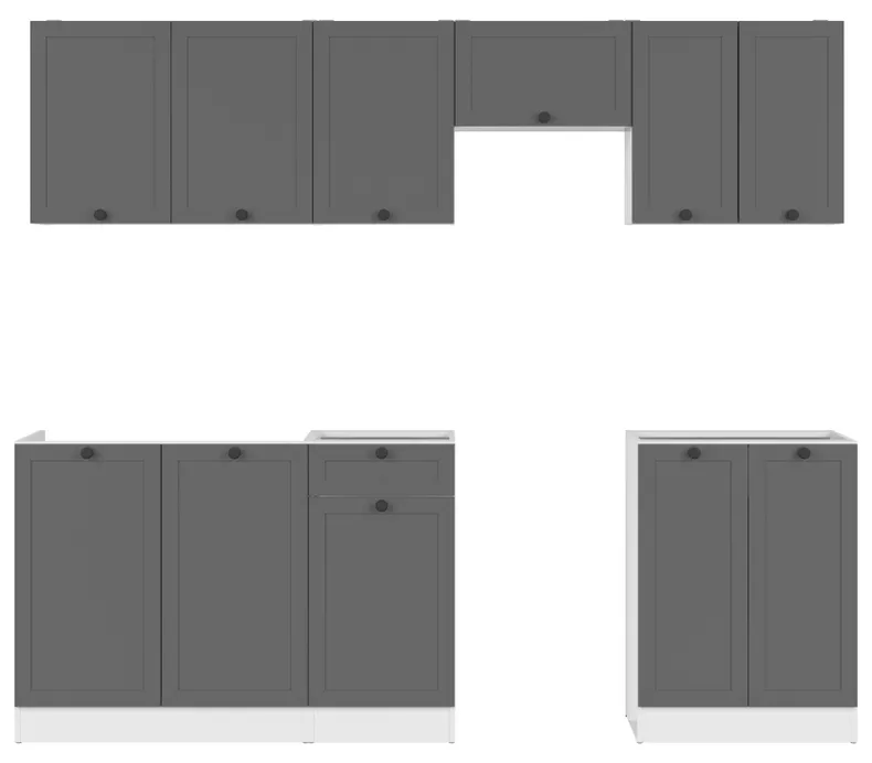 BRW Кухонний гарнітур Junona Line 230 см графіт, білий/графіт JUNONA_MODUL_WER_2/230_BBL-BI/GF фото №1