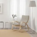 IKEA POÄNG ПОЭНГ, кресло-качалка, Шпон дуба, окрашенный в белый / светло-бежевый цвет 194.292.66 фото thumb №2