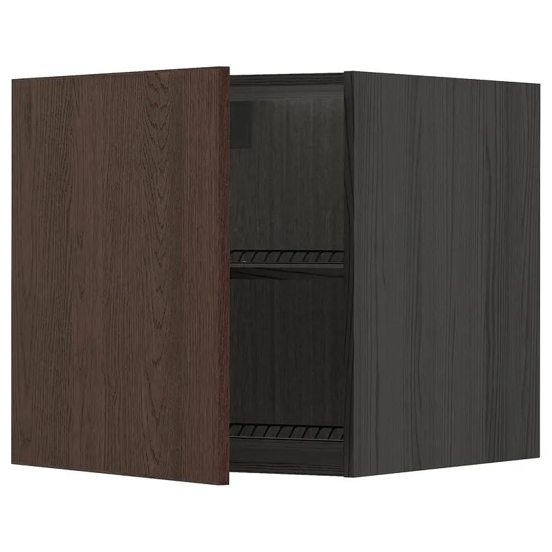 IKEA METOD МЕТОД, верхня шафа для холодильн / мороз кам, чорний / синапський коричневий, 60x60 см 994.598.48 фото №1