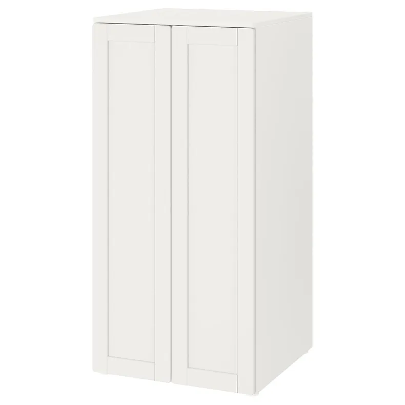 IKEA SMÅSTAD СМОСТАД / PLATSA ПЛАТСА, гардероб, білий з каркасом / 3 полиці, 60x57x123 см 594.833.55 фото №1