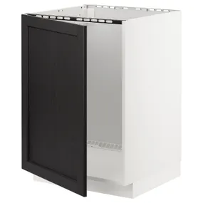 IKEA METOD МЕТОД, напольный шкаф для мойки, белый / Лерхиттан с черными пятнами, 60x60 см 794.573.36 фото