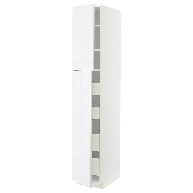 IKEA METOD МЕТОД / MAXIMERA МАКСИМЕРА, высокий шкаф / 2дверцы / 4ящика, белый / Рингхульт белый, 40x60x220 см 794.602.73 фото №1