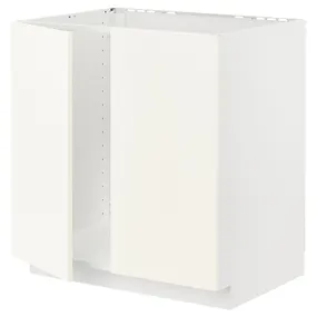 IKEA METOD МЕТОД, напольный шкаф для мойки+2 двери, белый / Вальстена белый, 80x60 см 995.071.37 фото