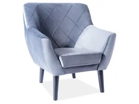 Крісло м'яке оксамитове SIGNAL KIER 1 Velvet, Bluvel 14 - сірий / венге фото