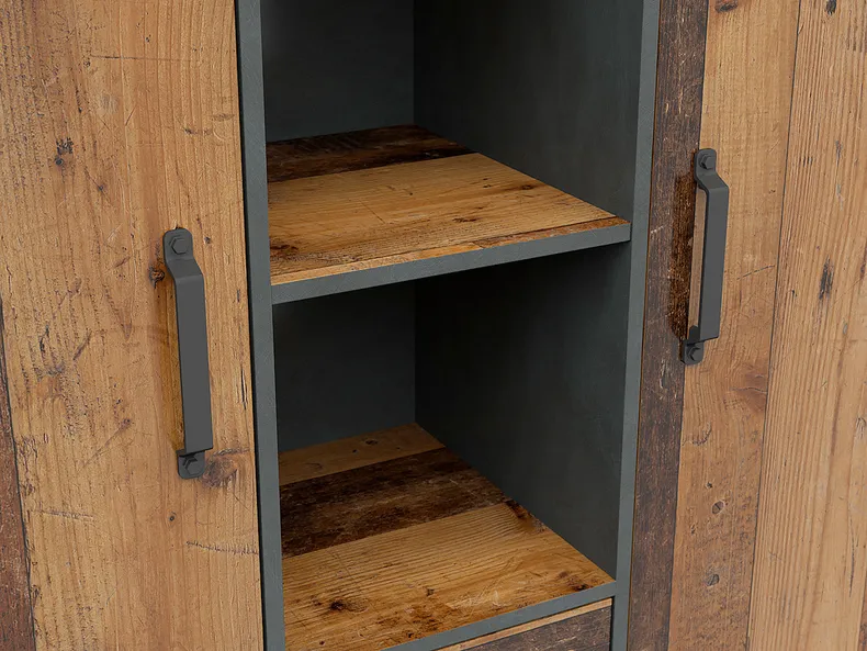 BRW Книжный шкаф Weston 120 см с 2 дверцами, 2 ящиками и 3 полками из сосны в старинном стиле, Сосна/матрас в старом стиле REG2D2S-SOSTC/MTA фото №4