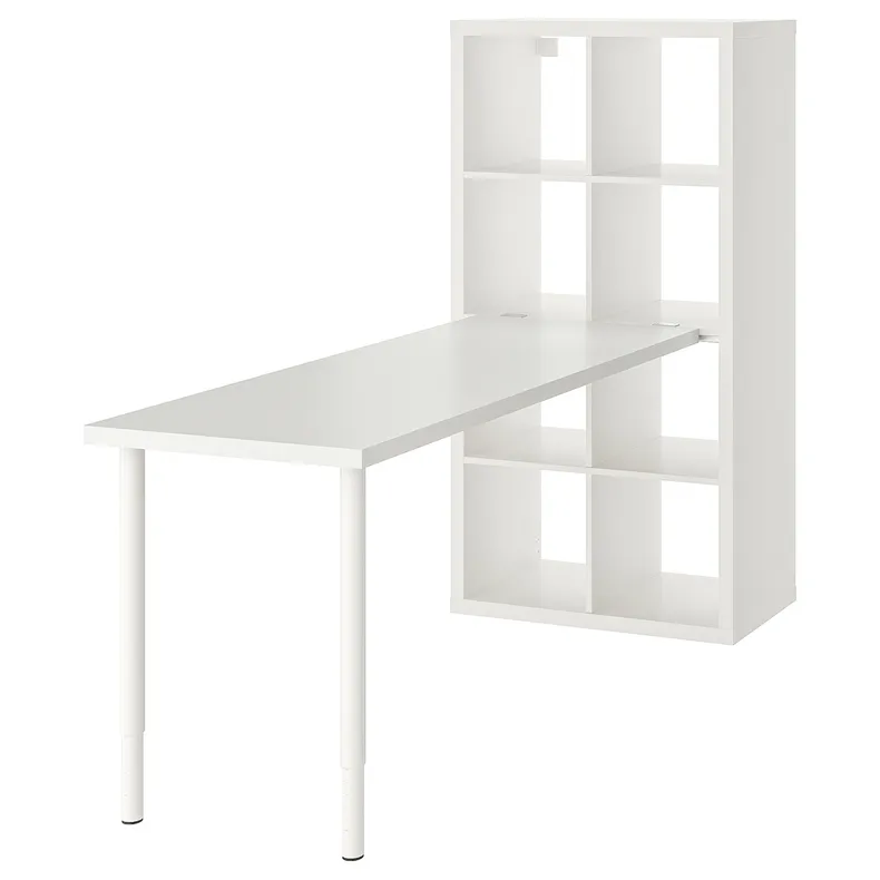 IKEA KALLAX КАЛЛАКС / LAGKAPTEN ЛАГКАПТЕН, стол, комбинация, белый, 77x179x147 см 094.816.84 фото №1
